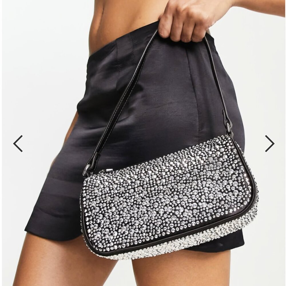 Mango Rhinestone Embellished Black Purse - Picture 2 of 5